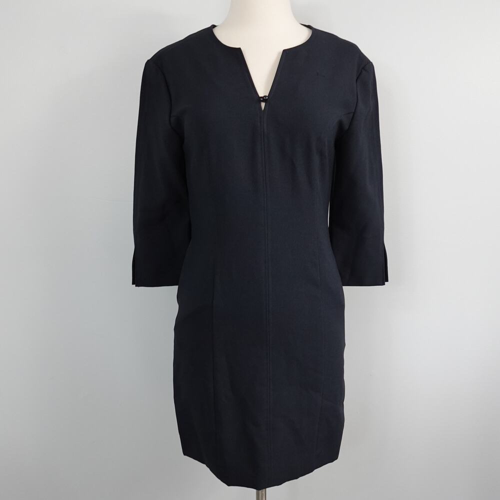 Vintage Estee Lauder Black 3/4 Sleeve Uniform Sheath Dress 60s 70s Size 2 USA